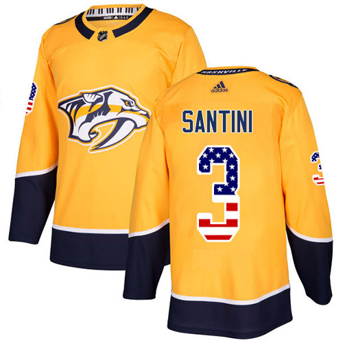 Adidas Nashville Predators 3 Steven Santini Yellow Home Authentic USA Flag Stitched Youth NHL Jersey